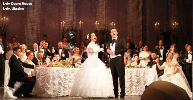 La traviata Banquet Scene with Opera Gloves